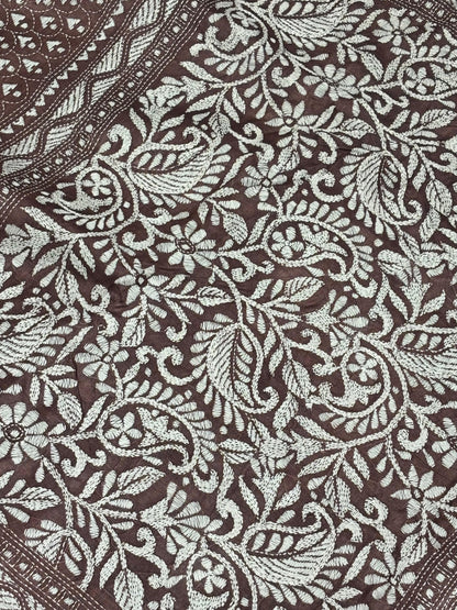 Dark Brown Tussar Saree
