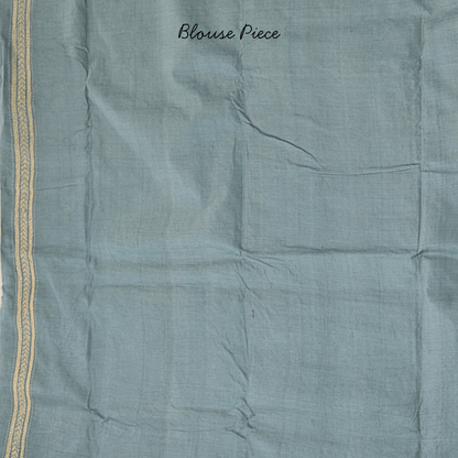 Aqua Blue Pure Gachi Tussar Silk with Kantha Work
