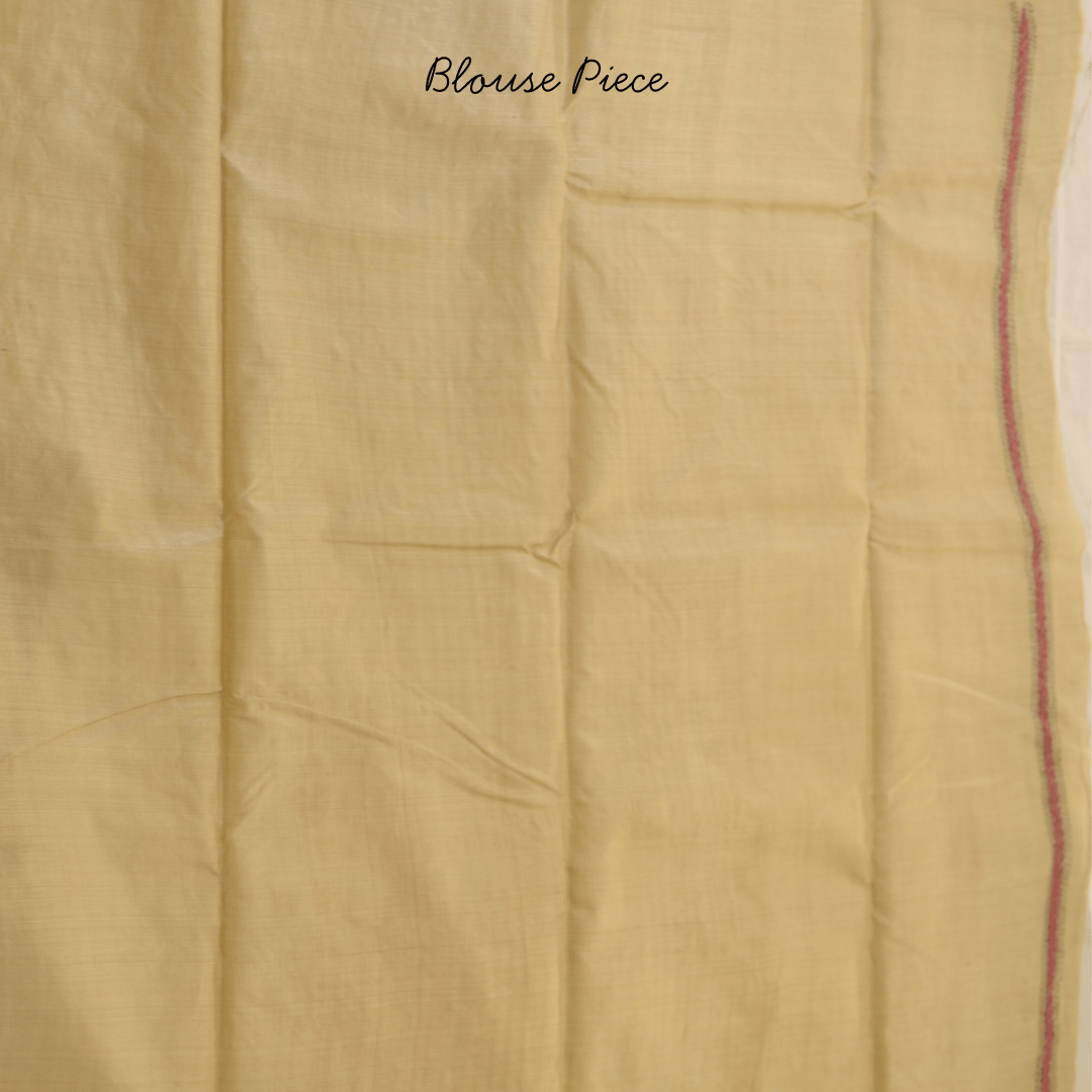 Pure Gachi Tussar Silk Flower Design Saree with Kantha Work