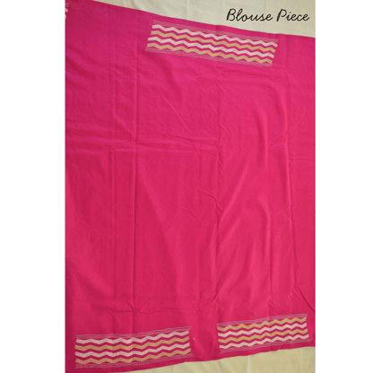 Pink Pure Silk Saree with Kantha Work