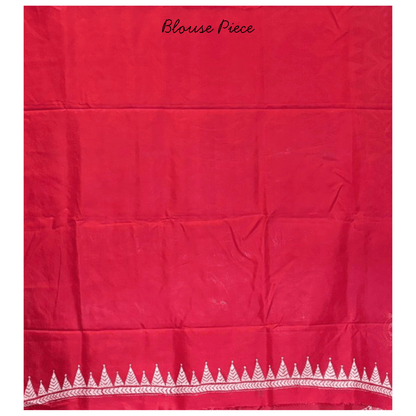 Red Pure Silk Tassar Saree