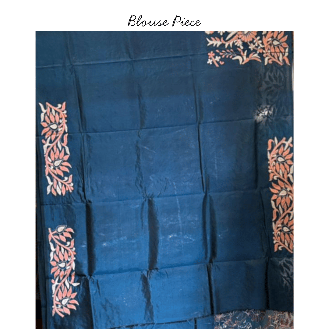 Blue And Pink Pure Silk Saree