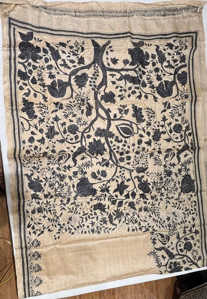 Black Tree Design Tussar Saree