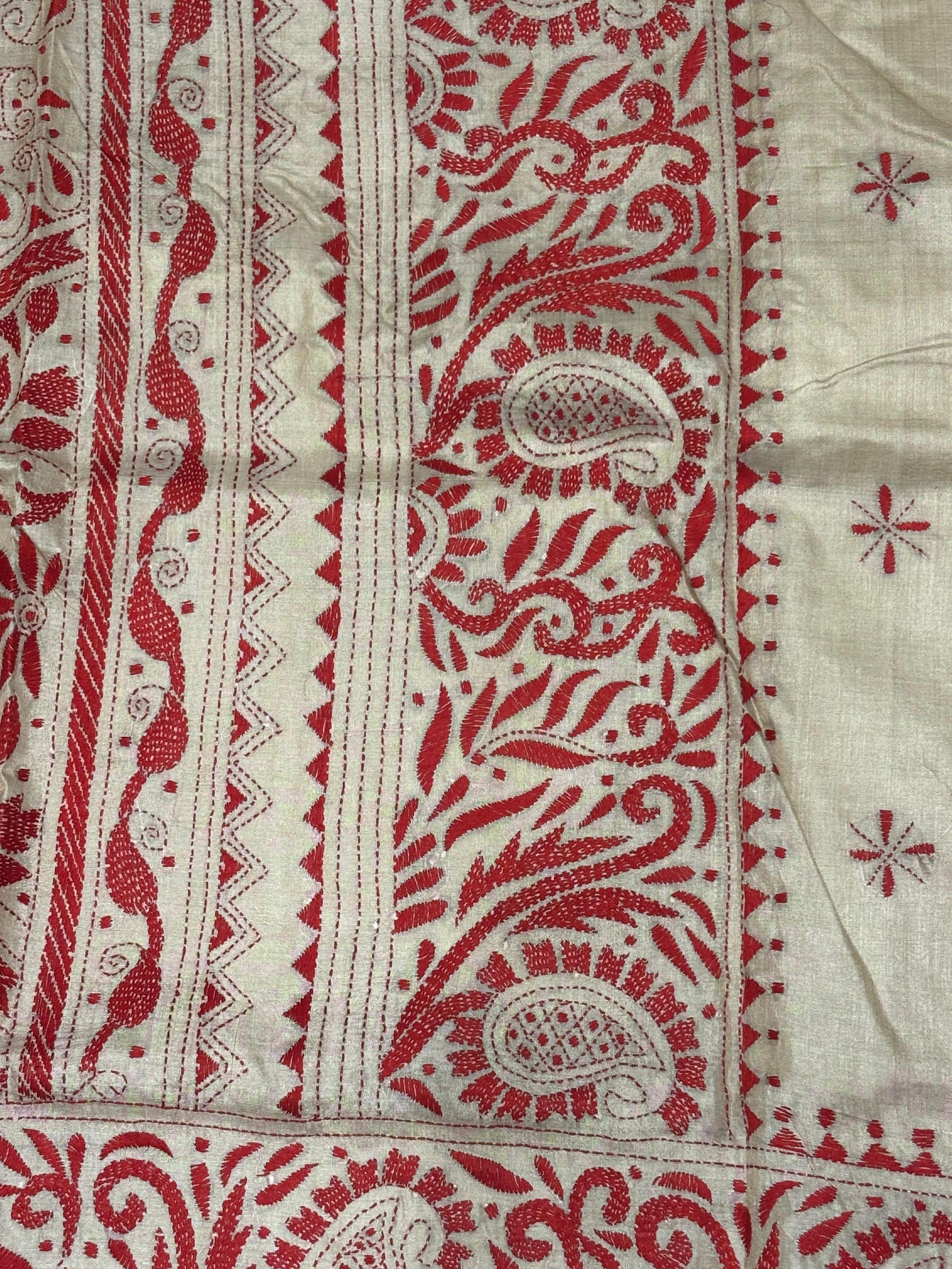 Red Tussar Saree
