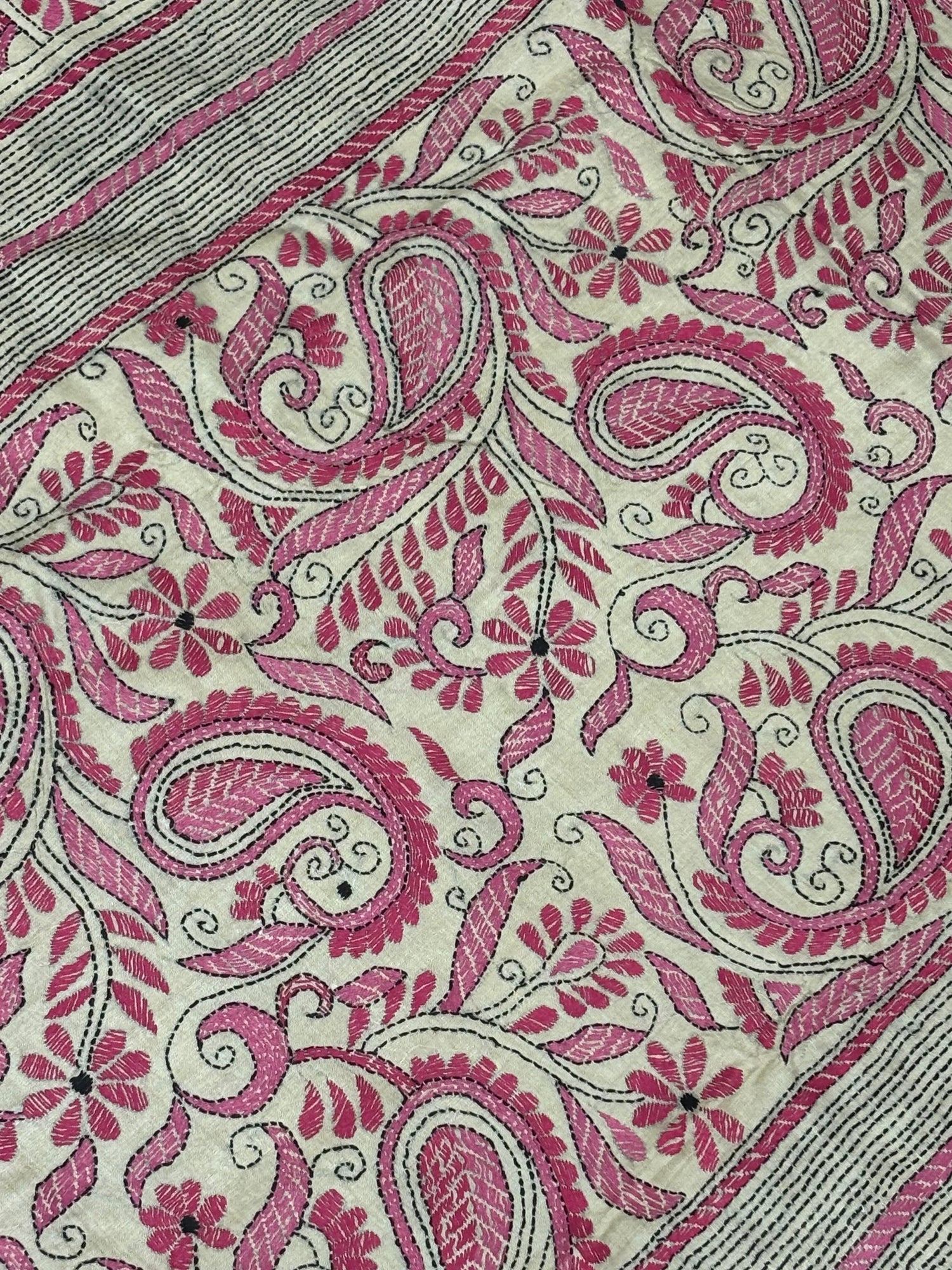 Baby Pink Floral Tussar Saree