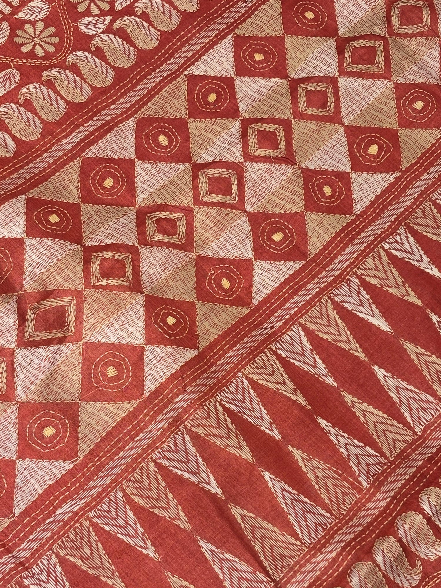 Rust &amp; Brown Dyed Tussar Saree