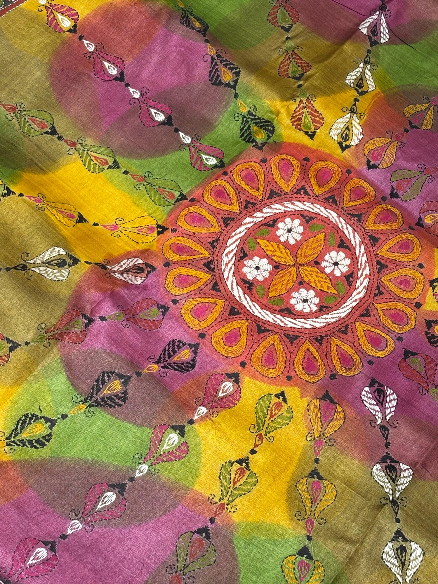 Black Geometric Design Tussar Saree