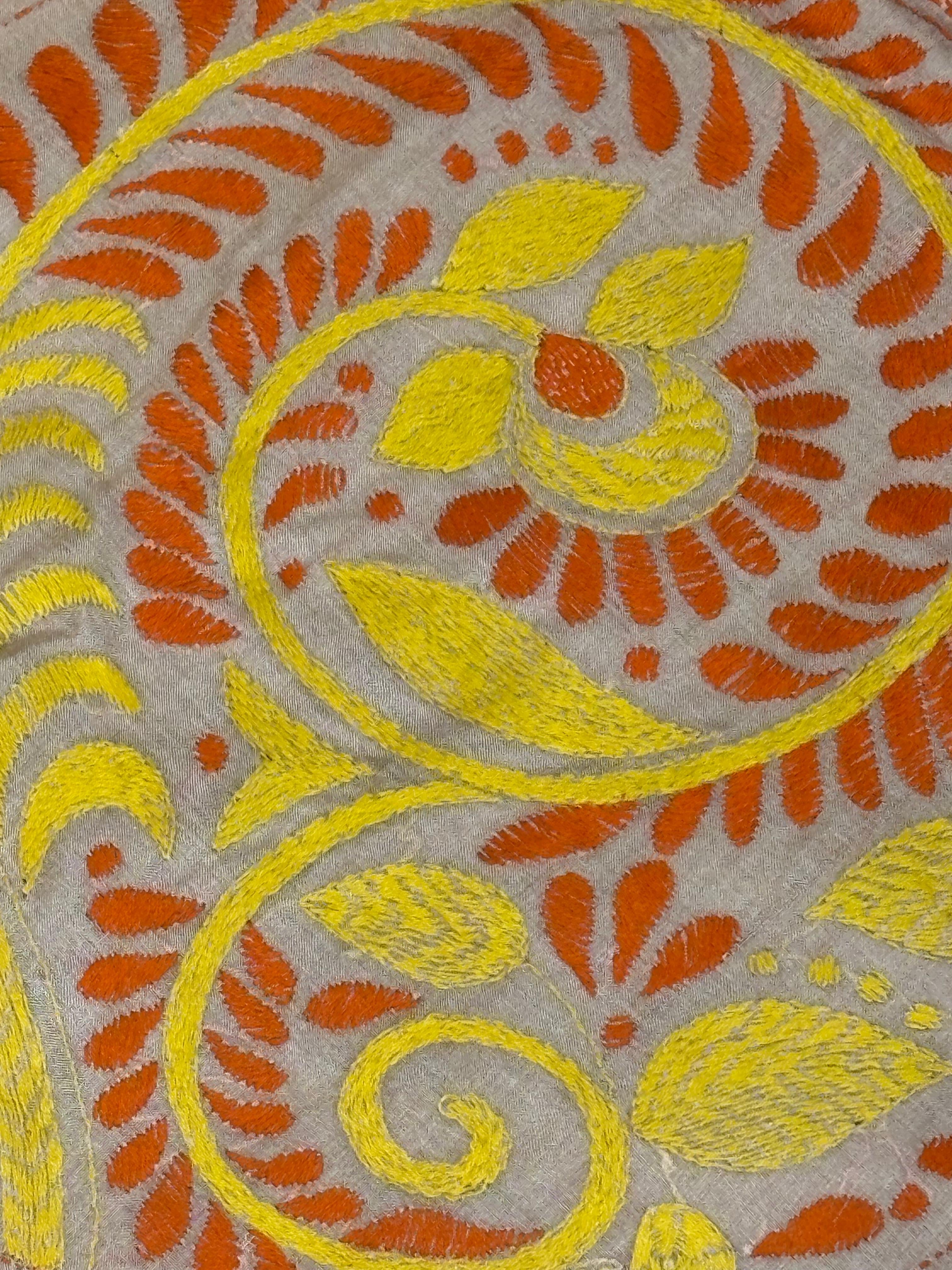 Yellow &amp; Orange Tussar Saree