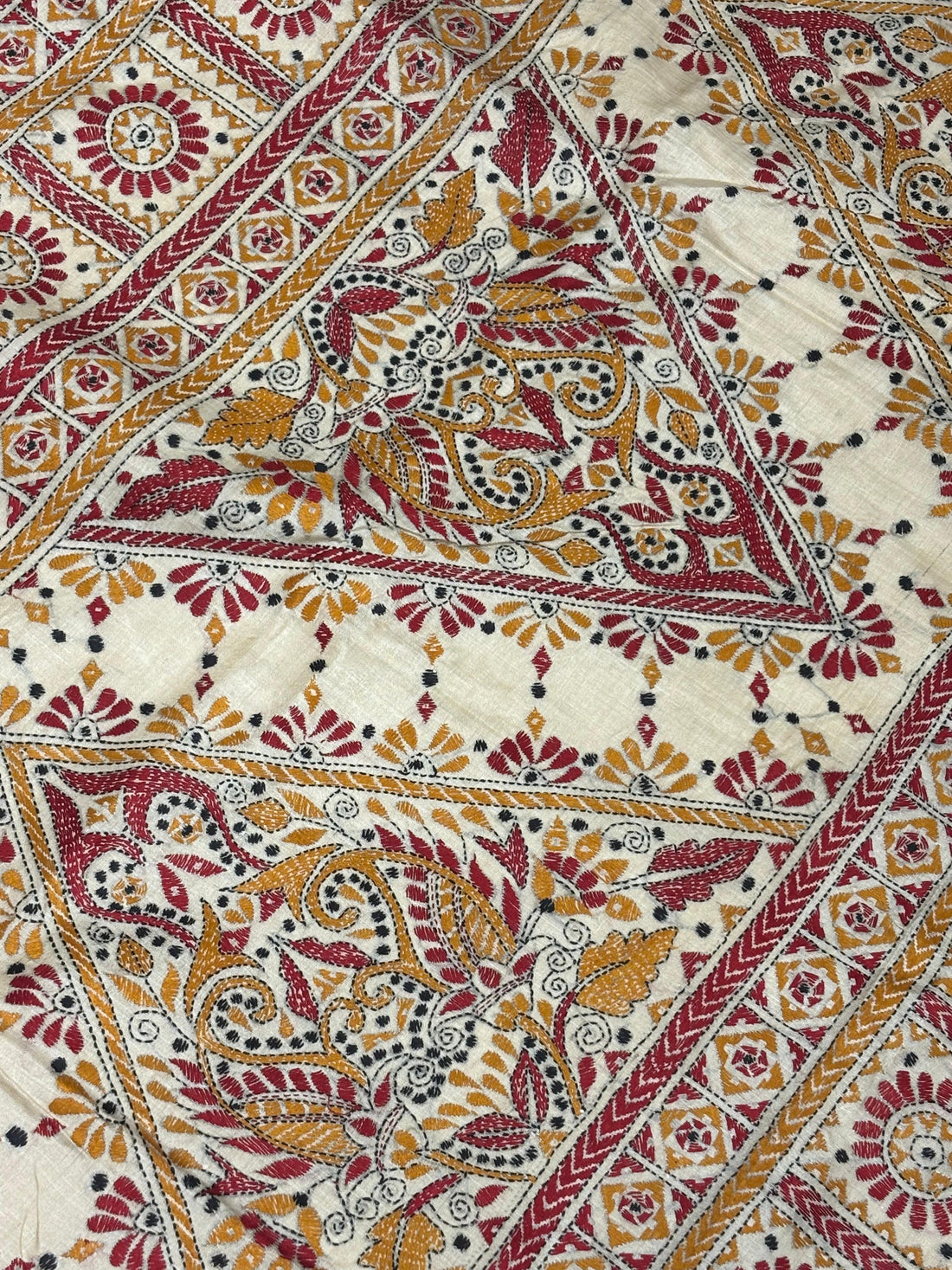 Orange &amp; Red Tussar Saree