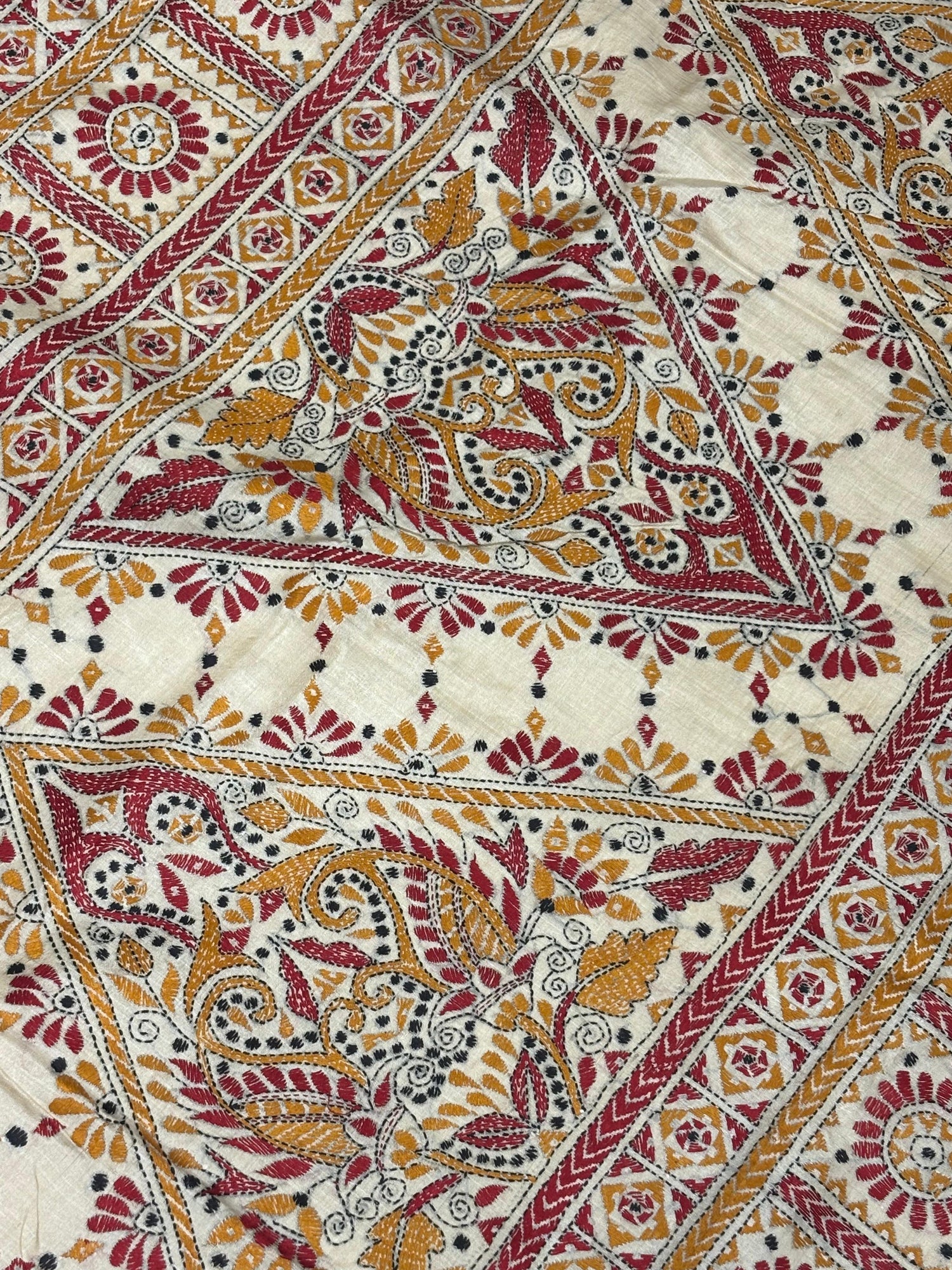 Orange &amp; Red Tussar Saree