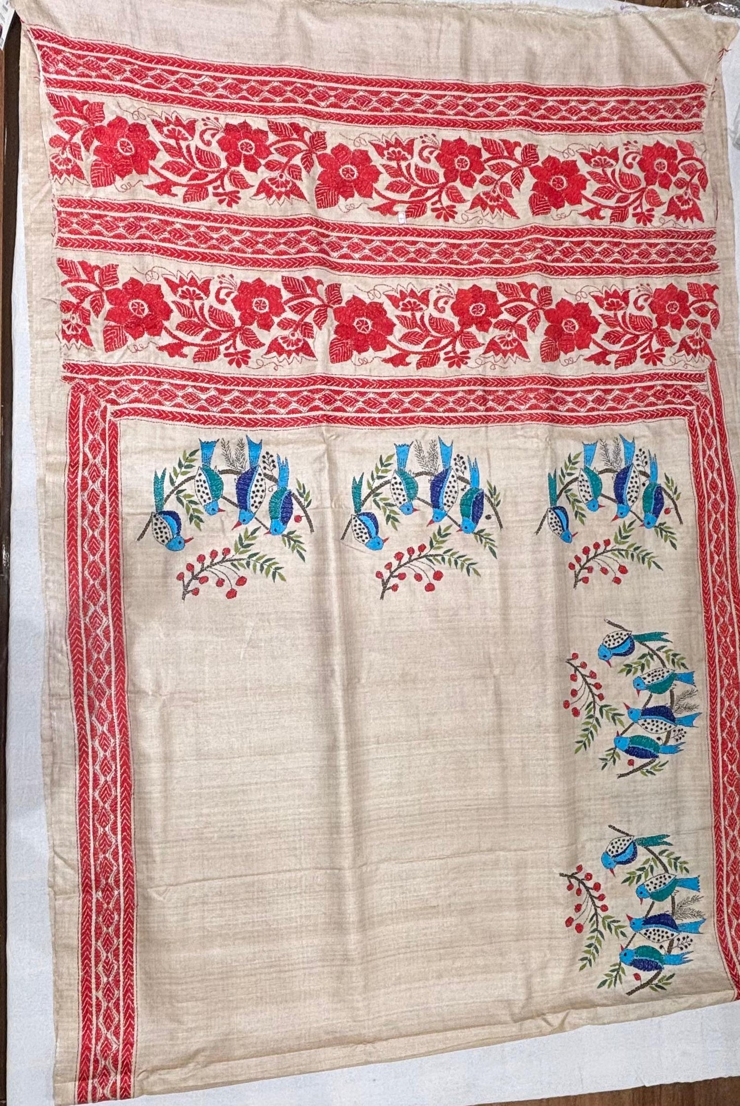 Bird motifs Tussar Saree