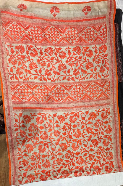 Orange Tussar Saree