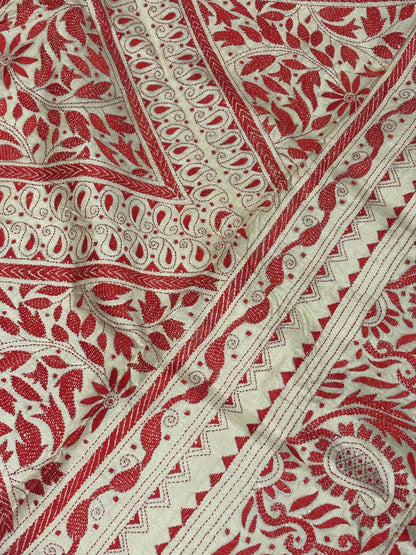 Red Tussar Saree