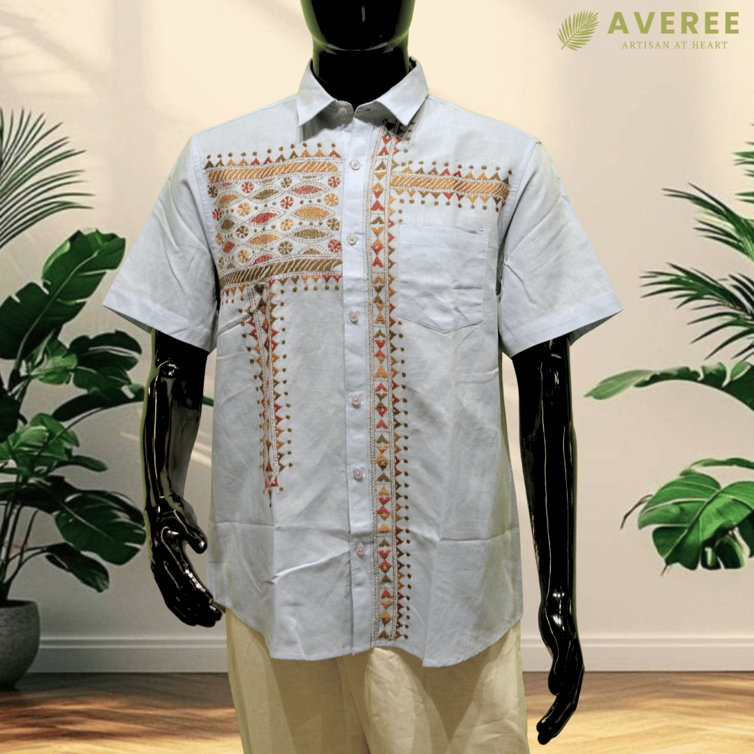 Light Blue Embroidered Cotton Shirt