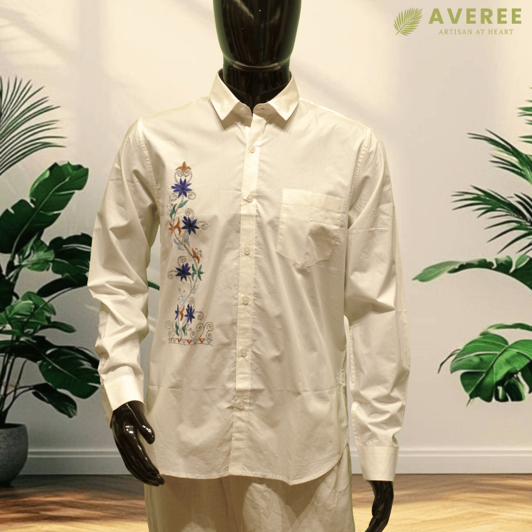 White Embroidered Cotton Shirt