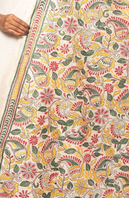 Multicolour Pure Silk Tussar Dupatta 36&