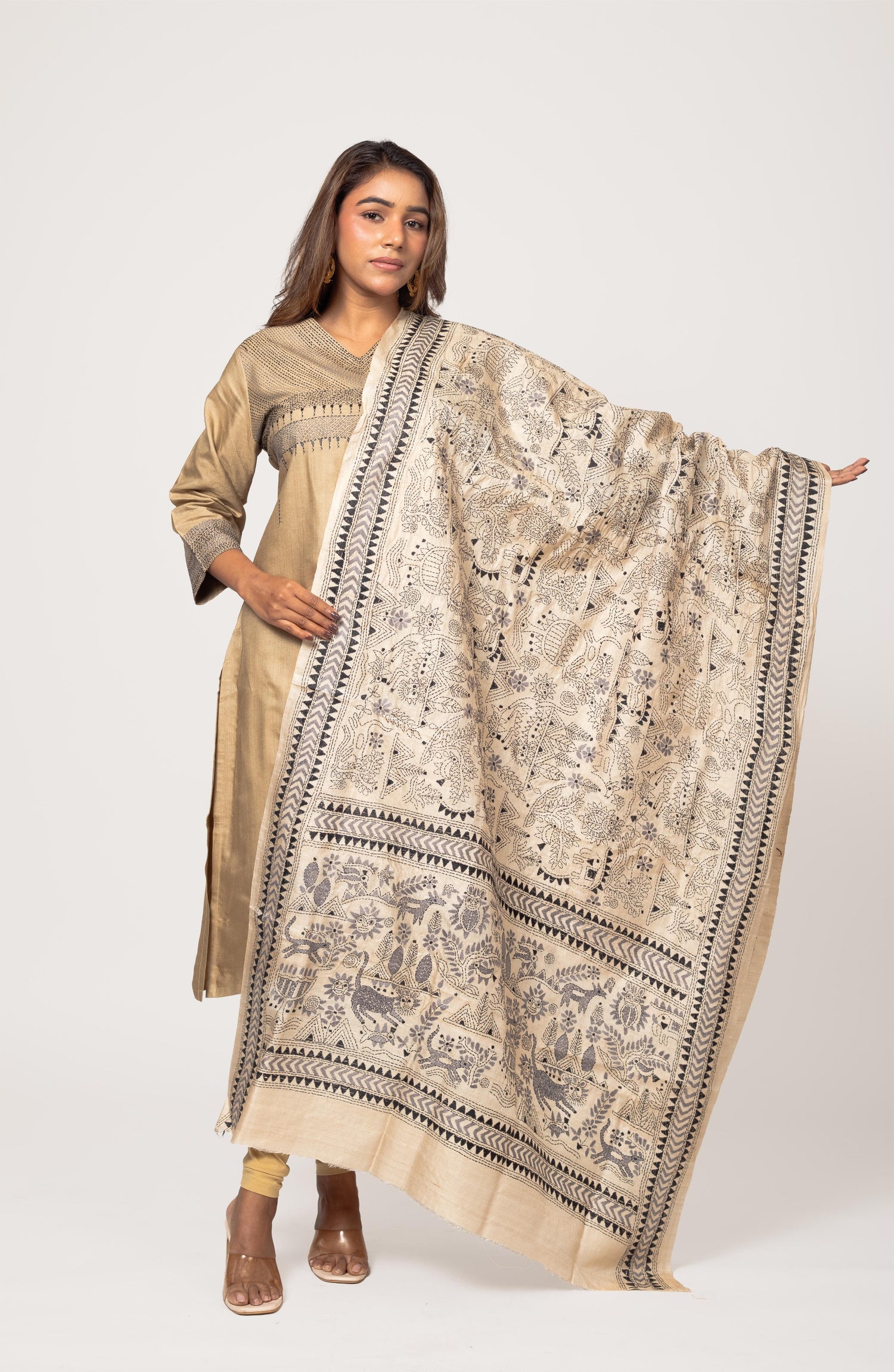 Black Fine Gachi Tussar Dupatta 36&