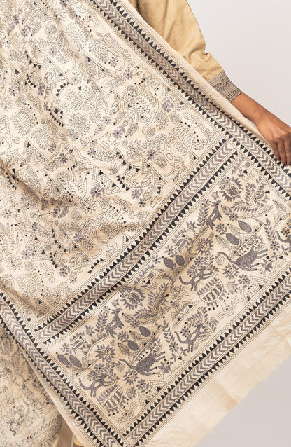 Black Fine Gachi Tussar Dupatta 36&