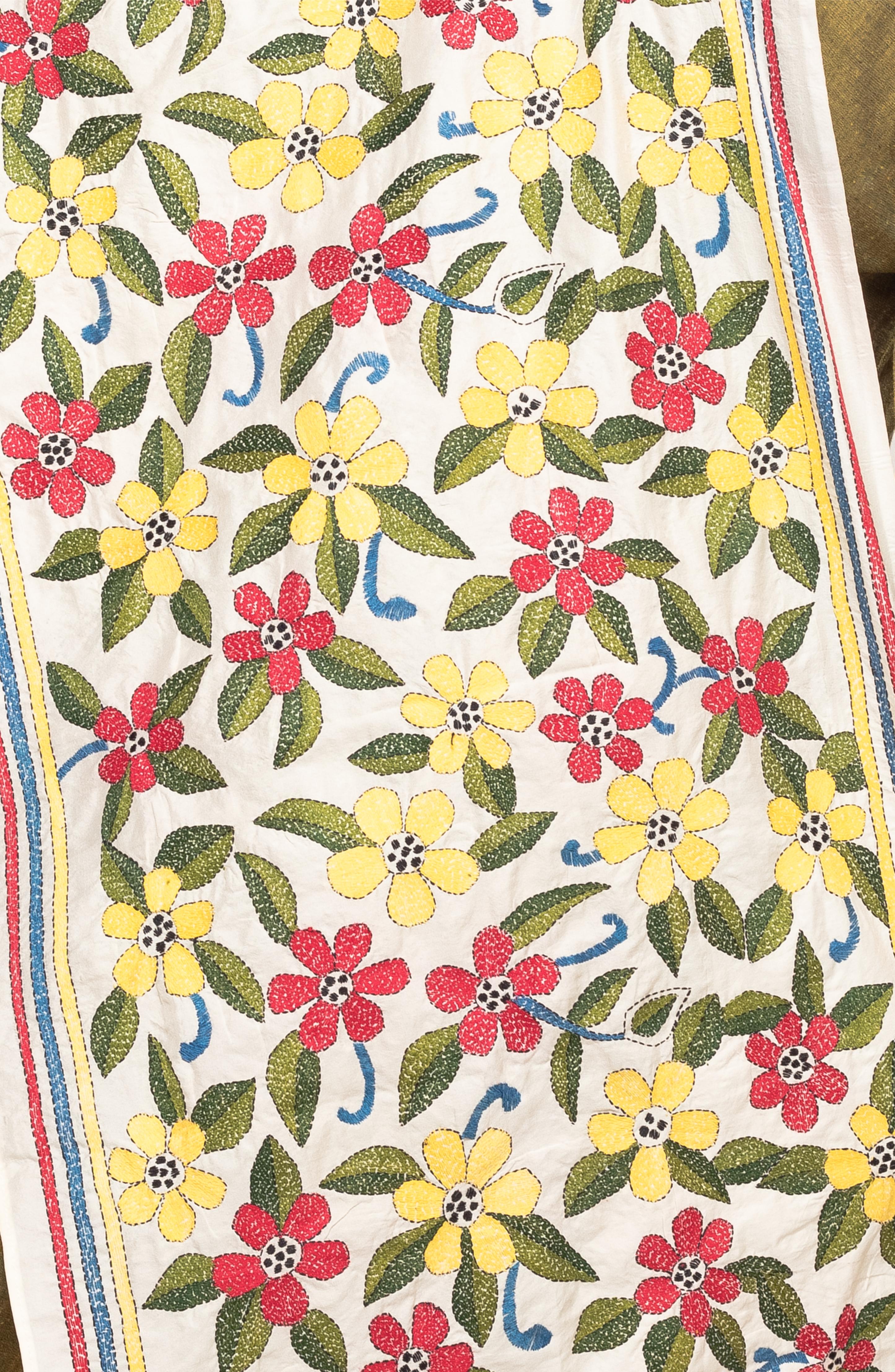 Red &amp; Yellow Nakshi Floral Stole