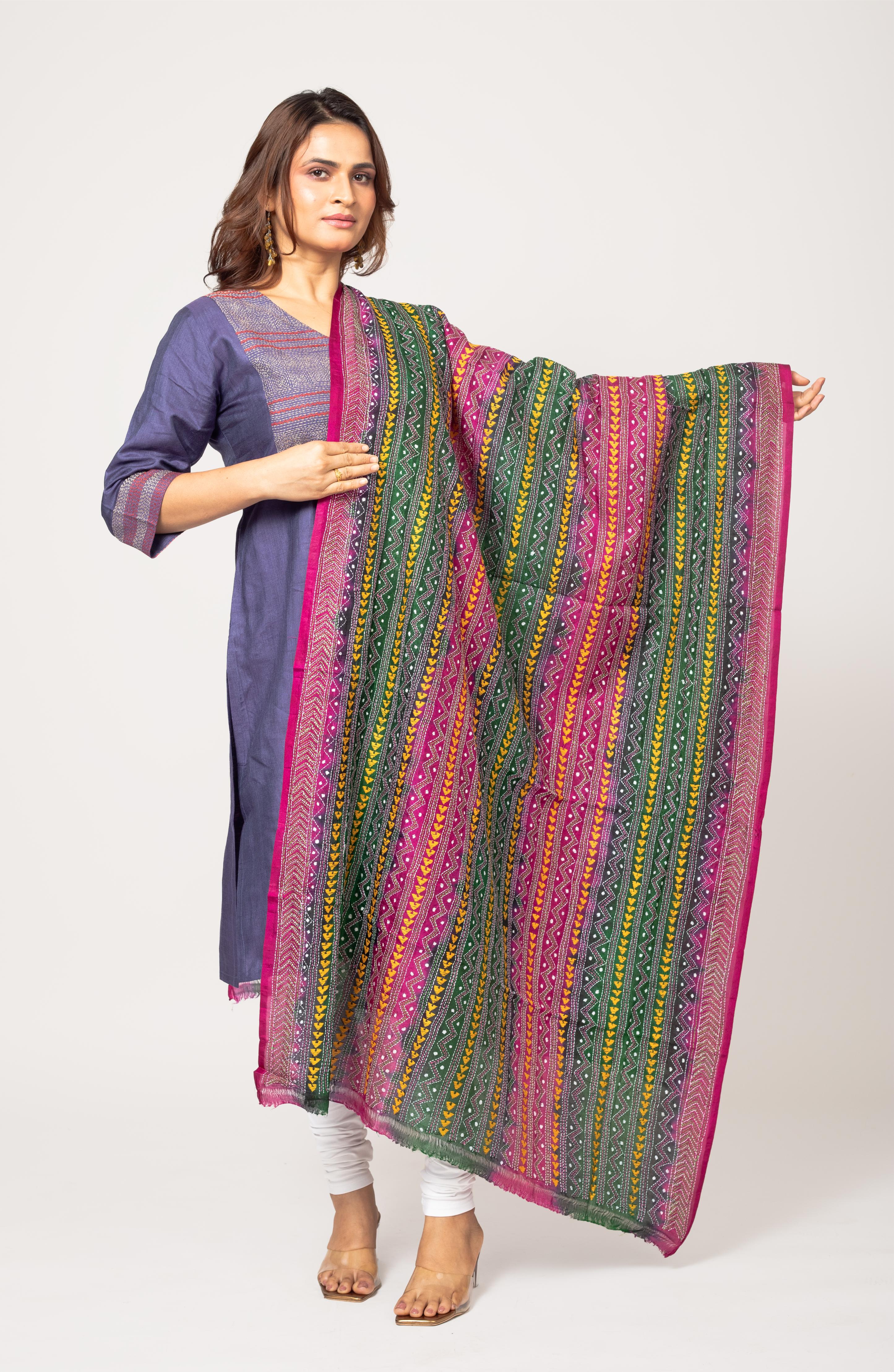 Pink &amp; Green Dye Dupatta 36&