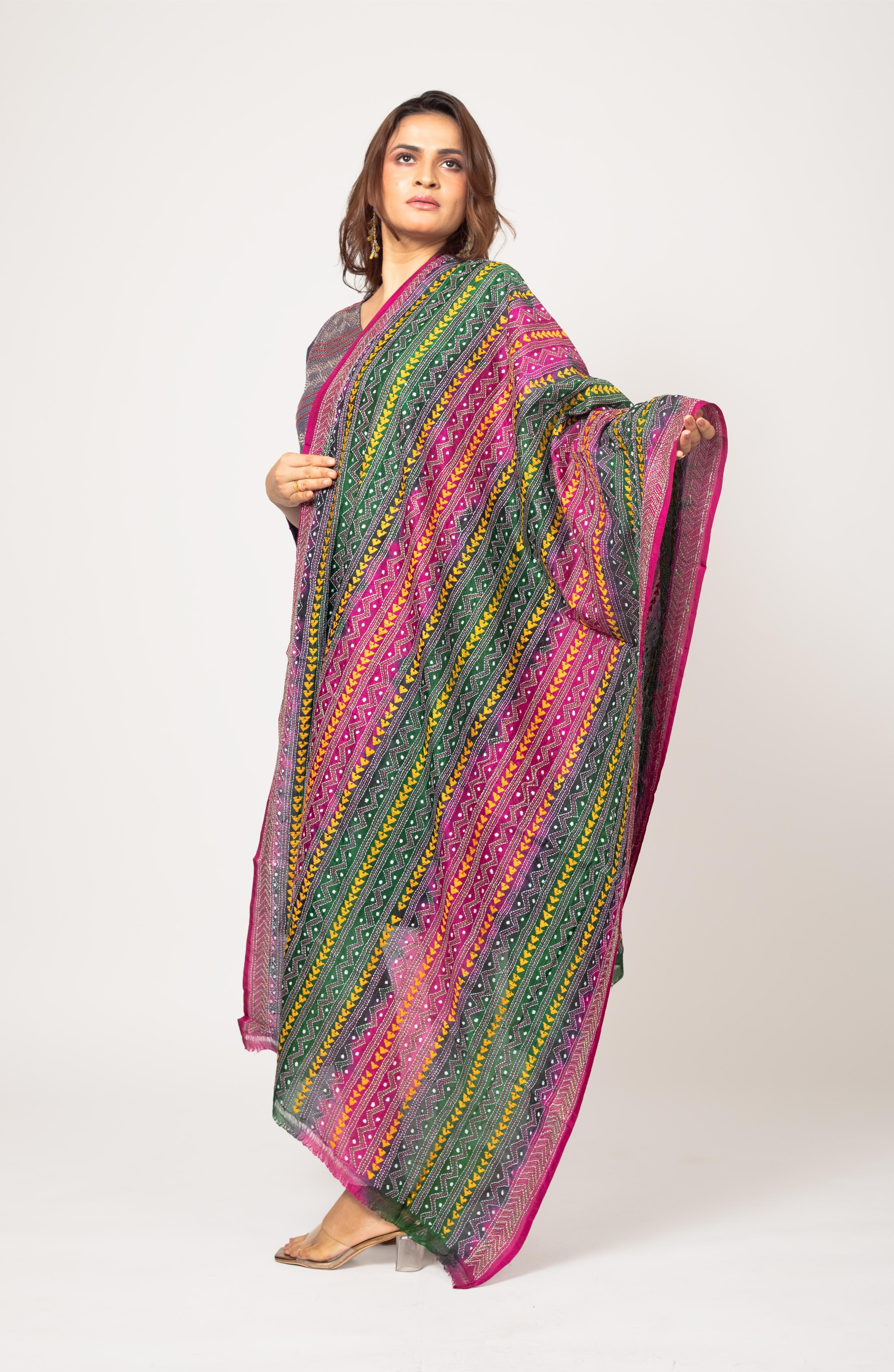 Pink &amp; Green Dye Dupatta 36&