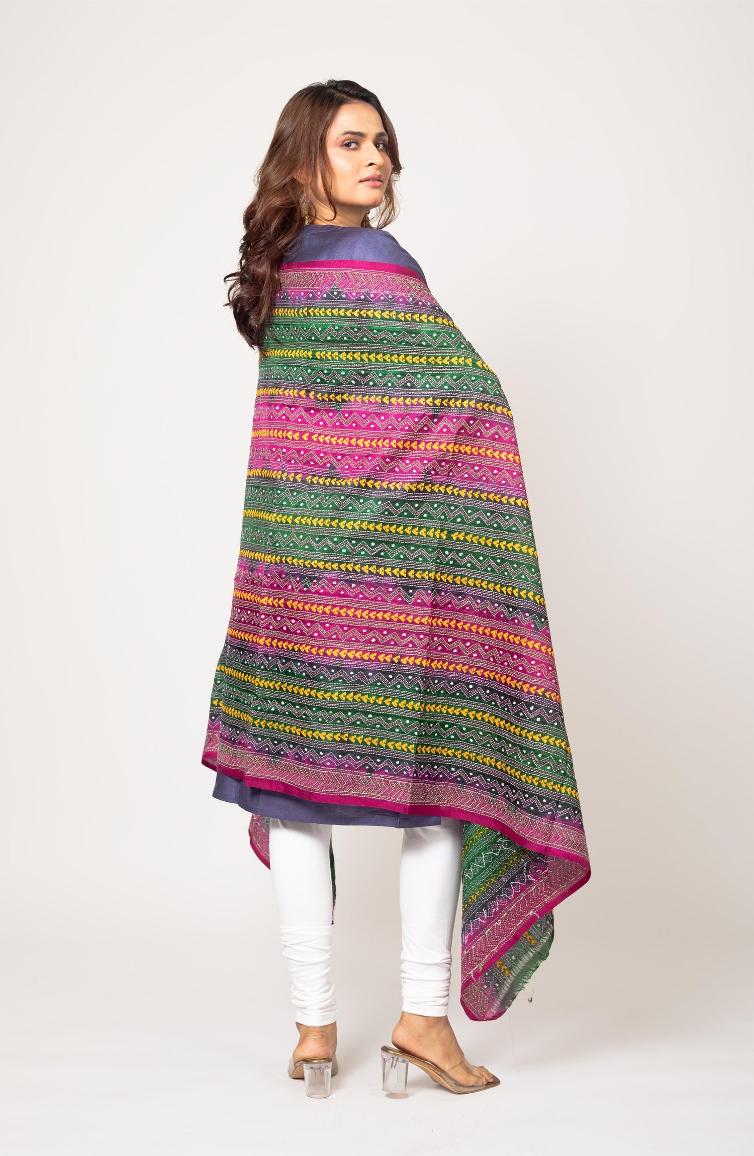 Pink &amp; Green Dye Dupatta 36&