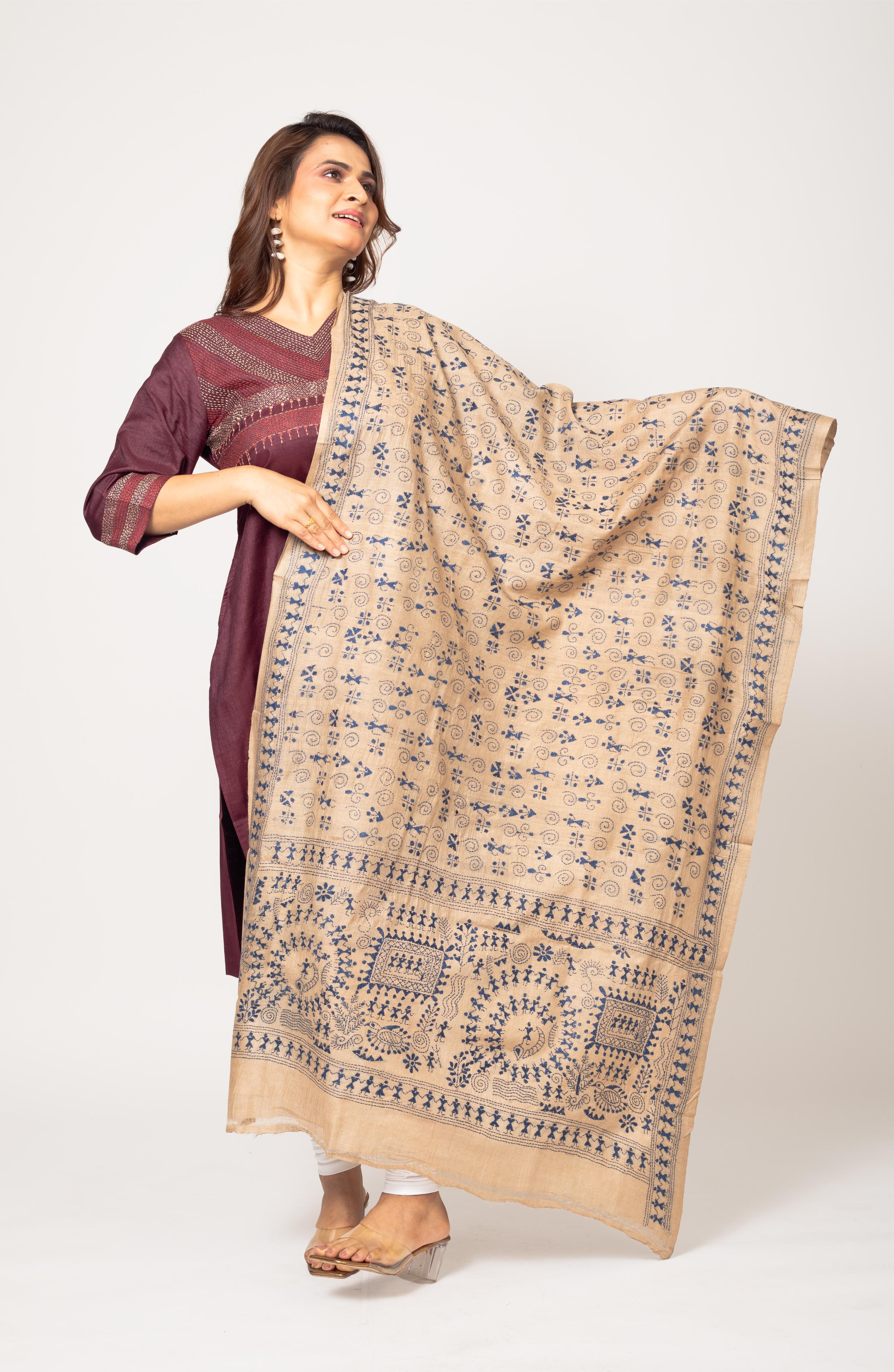 Mandala Blue Gachi Tussar Dupatta 36&