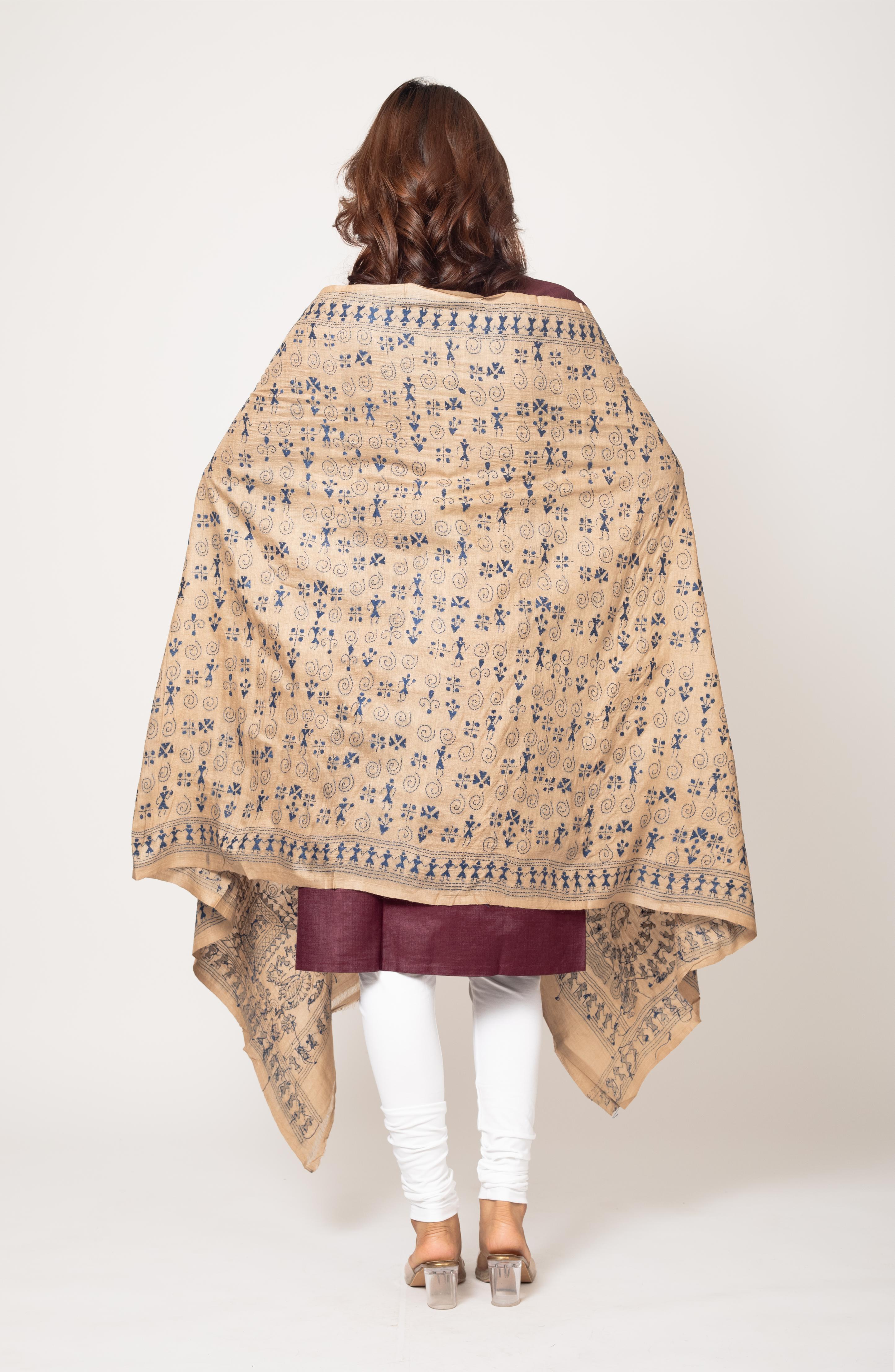 Mandala Blue Gachi Tussar Dupatta 36&