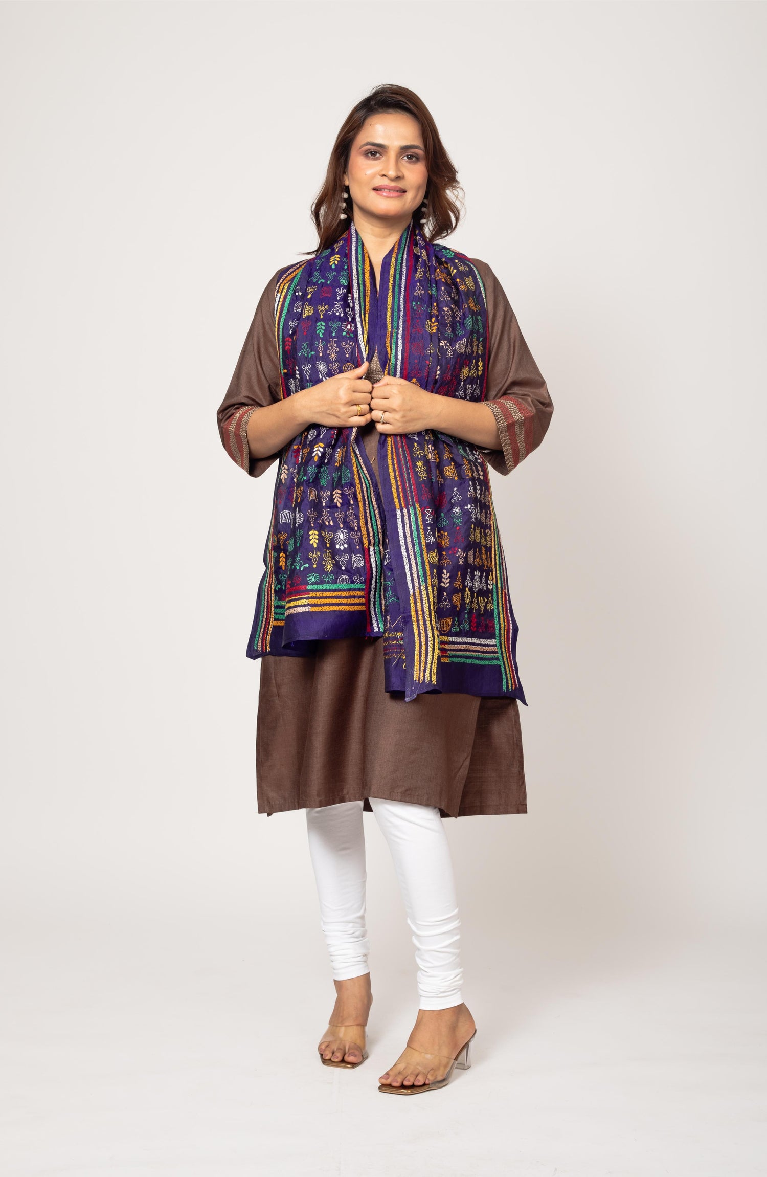 Navy Blue Pure Silk Stole