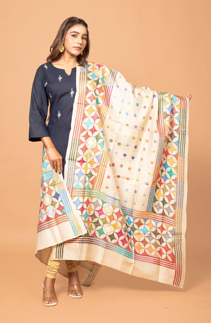Multicolour Full Gachi Tussar Dupatta 36&