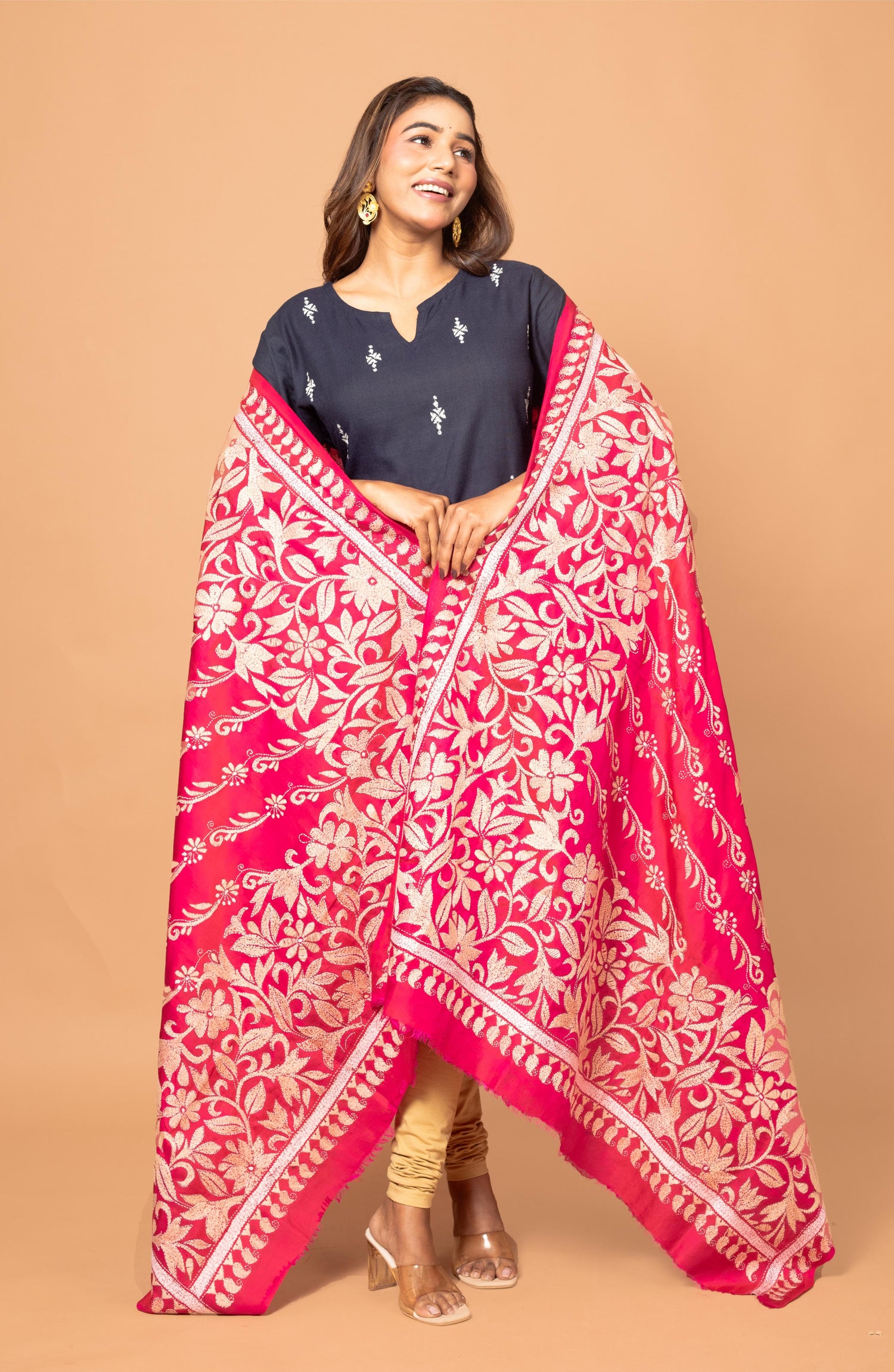Pink Pure Silk Dupatta 44&