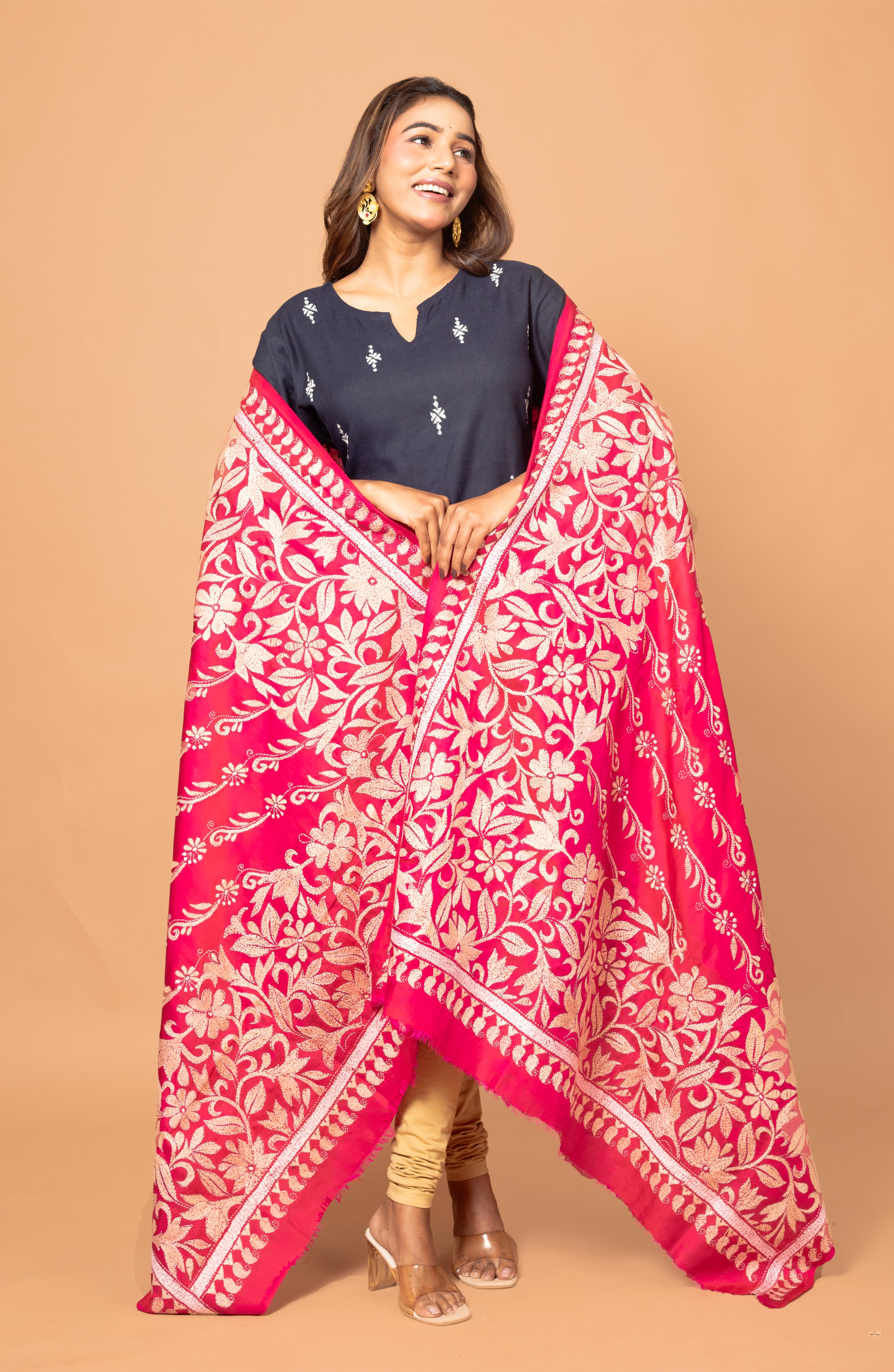 Pink Pure Silk Dupatta 44&