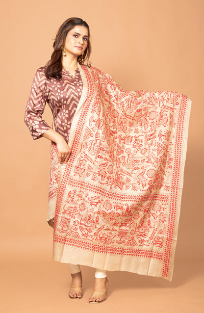 Red Gachi Tussar Dupatta 36&