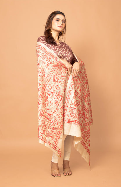 Red Gachi Tussar Dupatta 36&