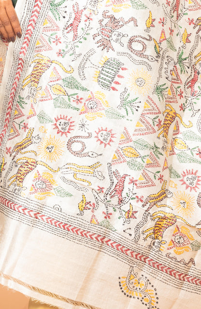 Animal Print Pure Silk Tussar Dupatta 36&