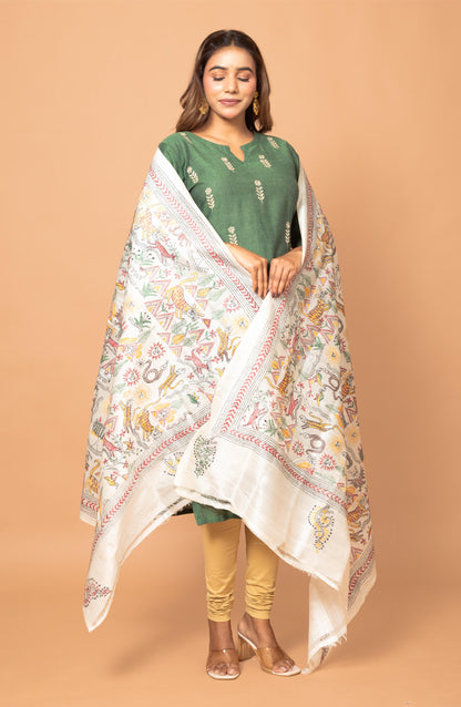 Animal Print Pure Silk Tussar Dupatta 36&