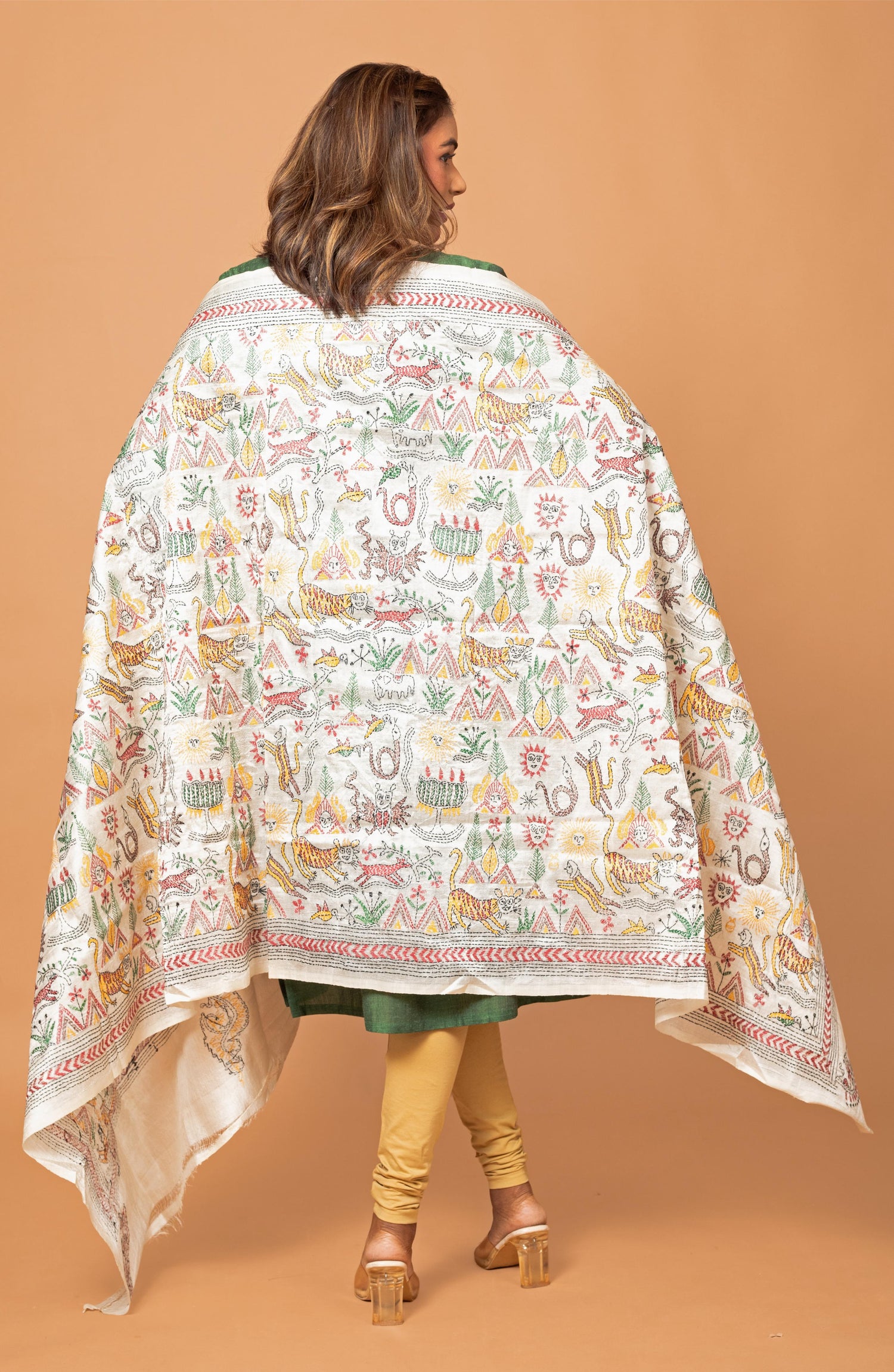 Animal Print Pure Silk Tussar Dupatta 36&