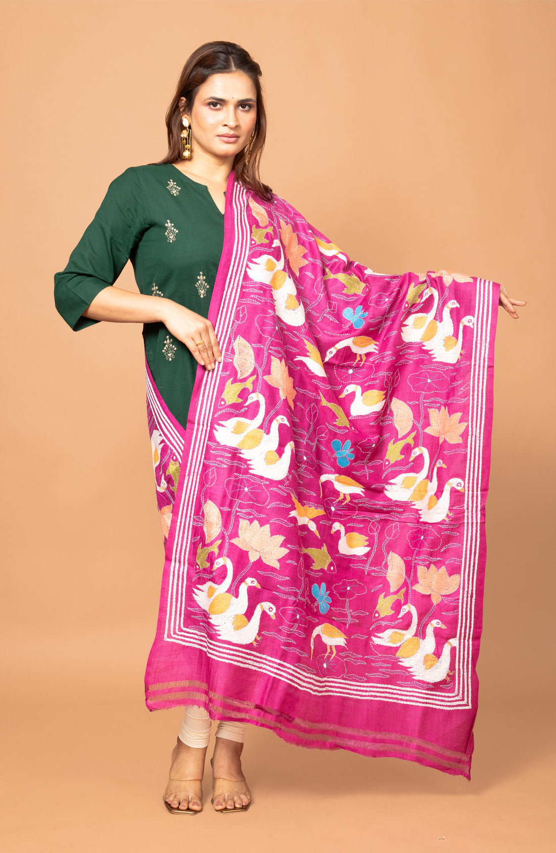 Swan Design Pure Silk Tussar Dupatta 36&