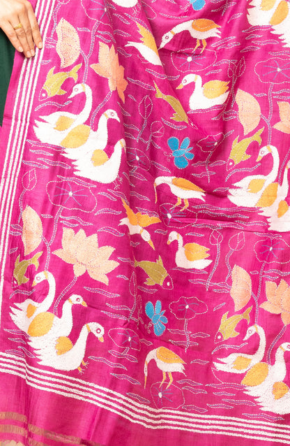 Swan Design Pure Silk Tussar Dupatta 36&