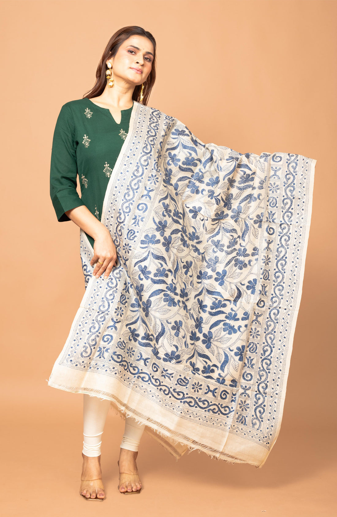 Blue Pure Silk Tussar Dupatta 36&