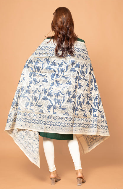 Blue Pure Silk Tussar Dupatta 36&