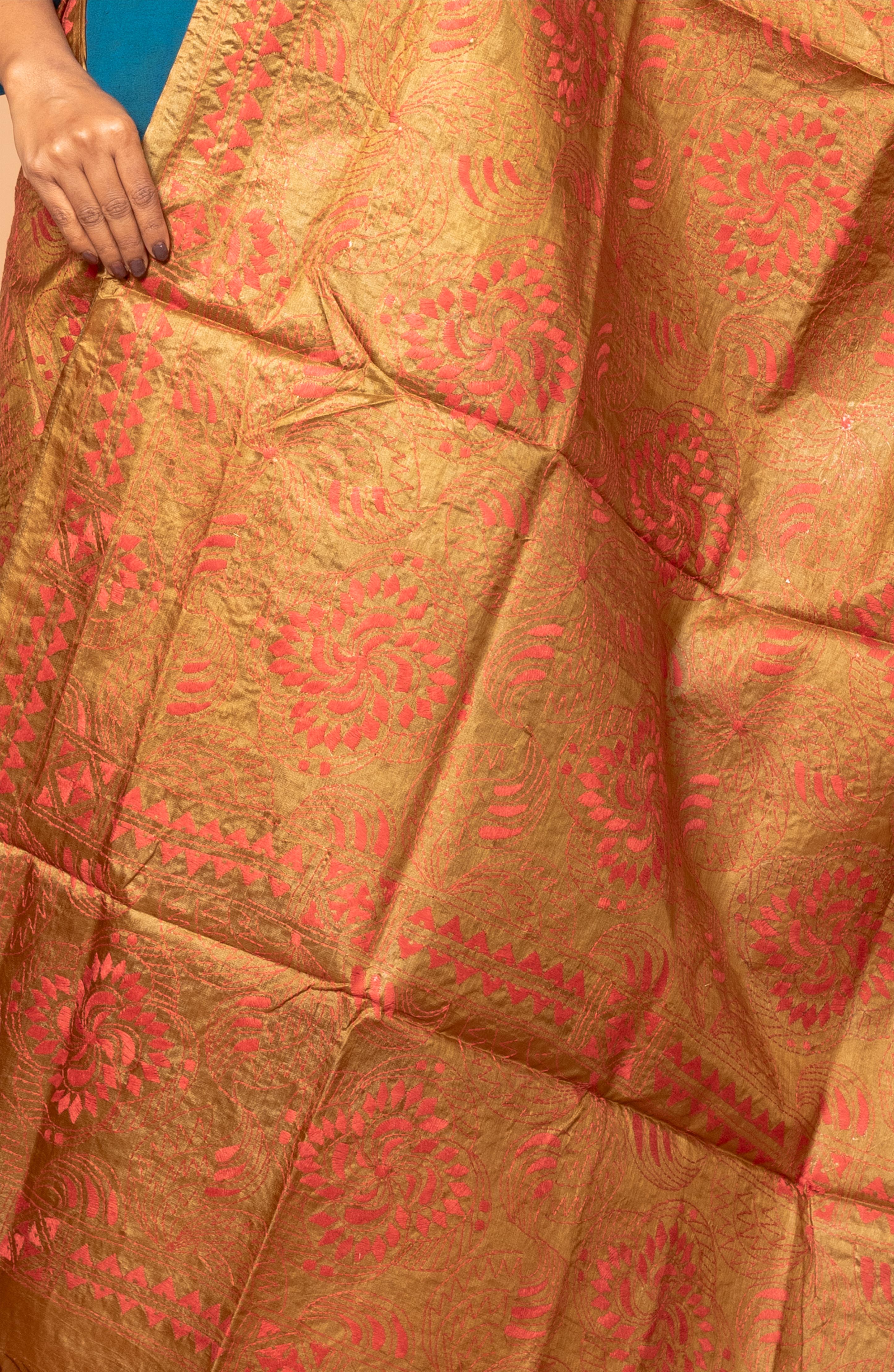 Golden Pure Silk Tussar Dupatta 36&