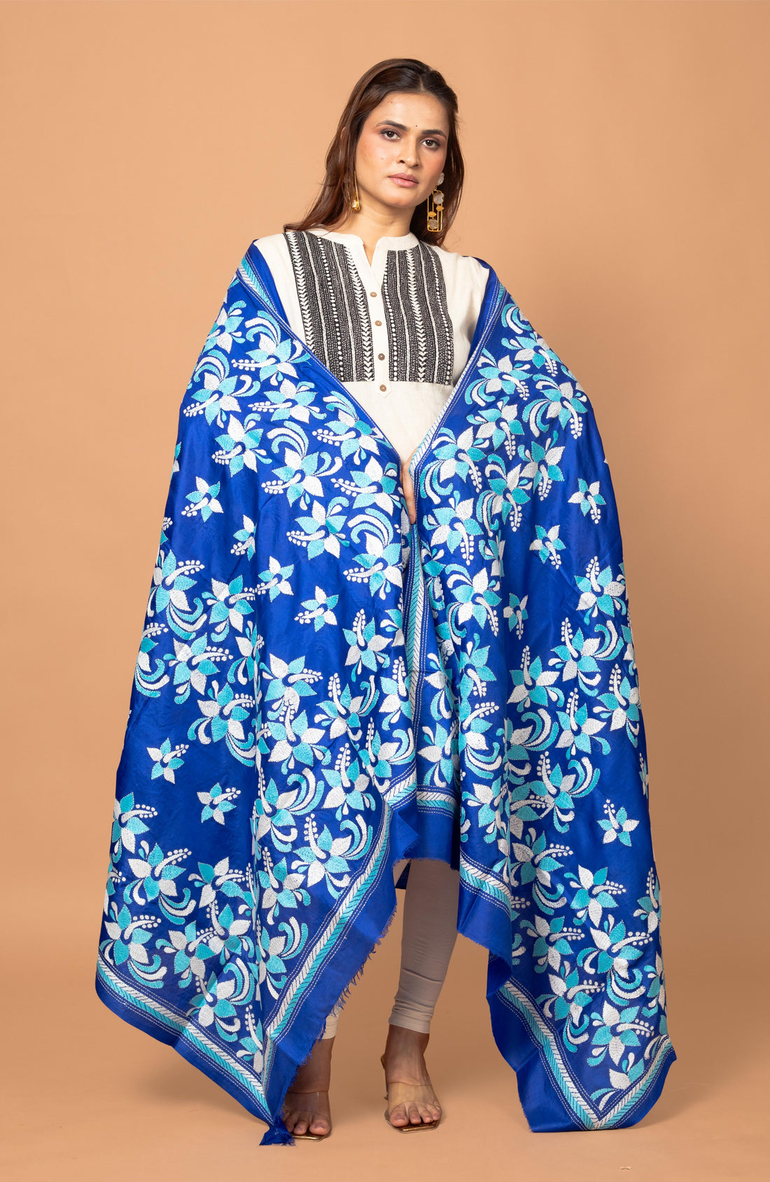 Blue Pure Silk Dupatta 44&