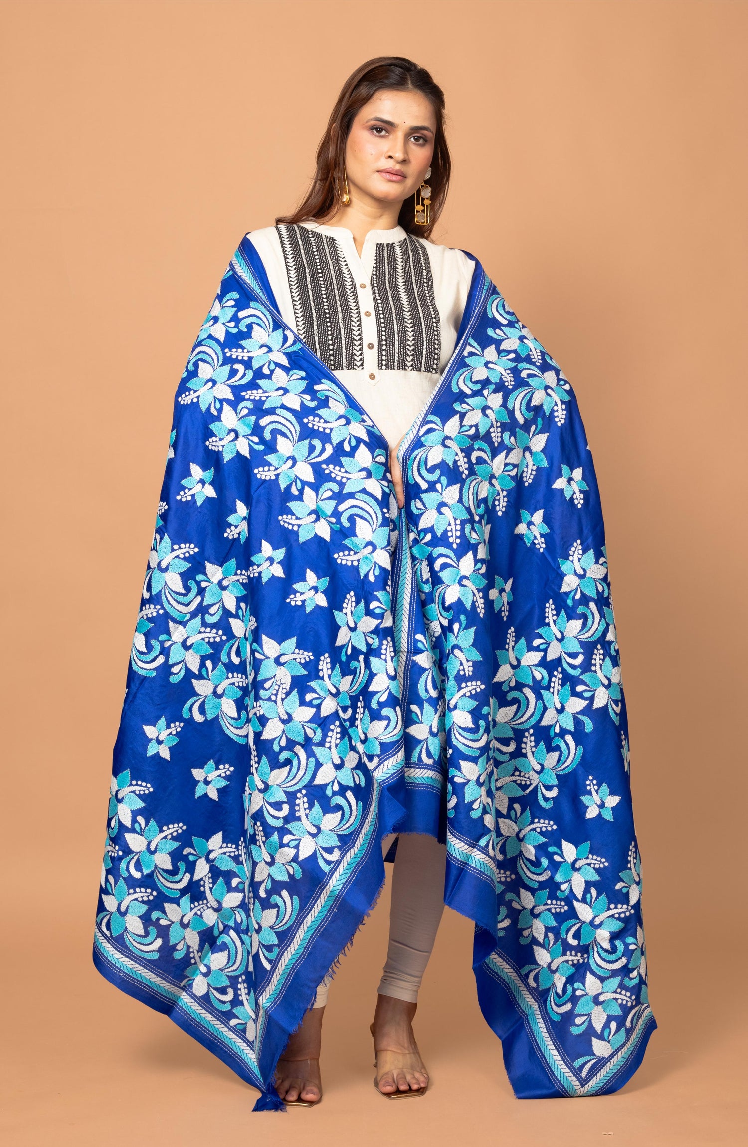 Blue Pure Silk Dupatta 44&