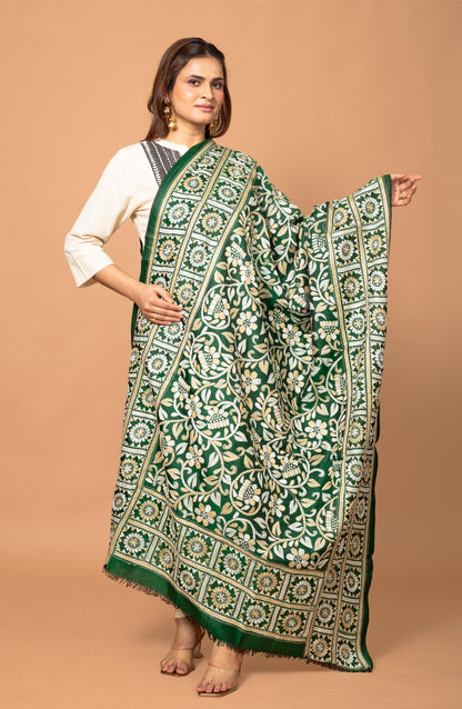 Green Pure Silk Dupatta 44&