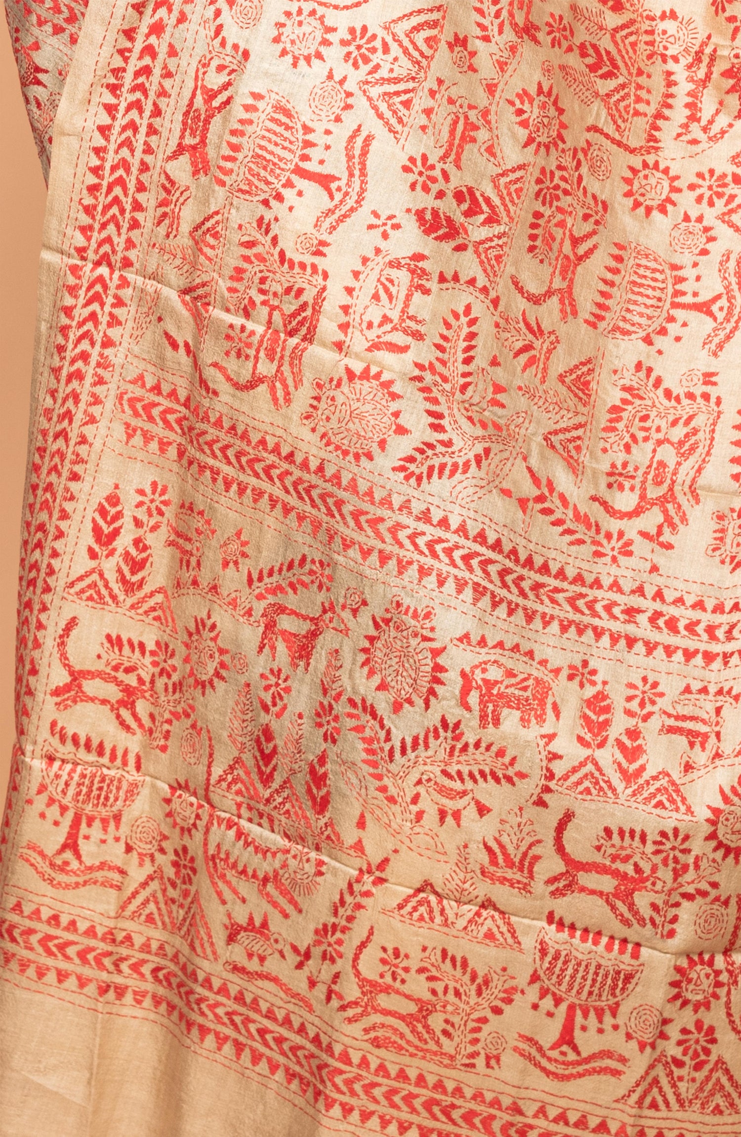 Red Gachi Tussar Dupatta 36&