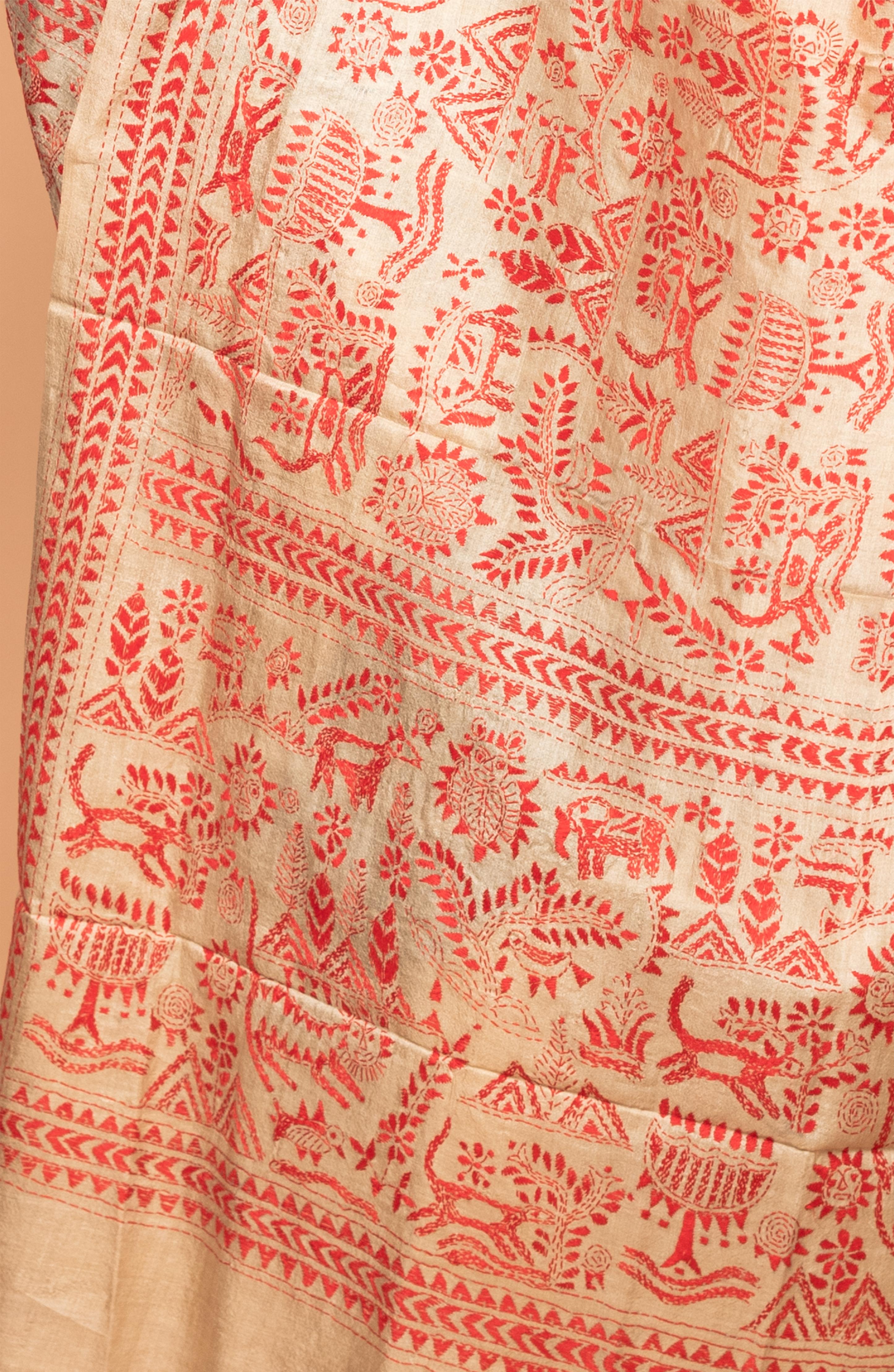 Red Gachi Tussar Dupatta 36&