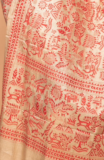 Red Gachi Tussar Dupatta 36&