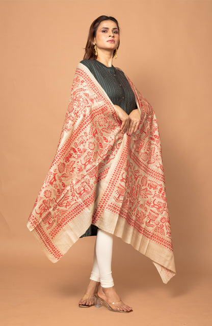 Red Gachi Tussar Dupatta 36&