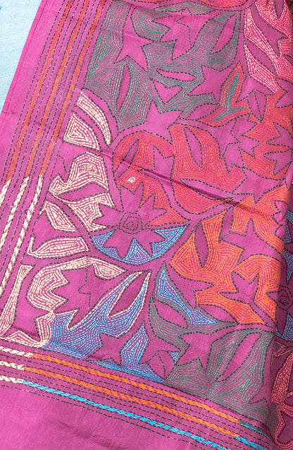 Pink Floral Pure Silk Stole